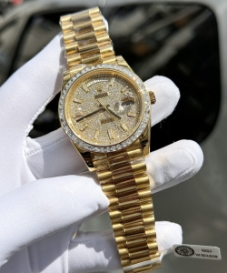 Rolex day-date diamond moissanite baguette gold wrapped 40mm