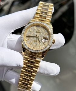 Rolex day-date diamond moissanite baguette gold wrapped 40mm