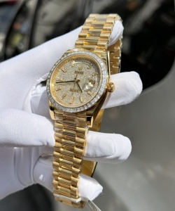 Rolex day-date diamond moissanite baguette gold wrapped 40mm