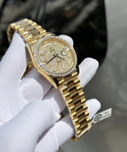 Rolex day-date diamond moissanite baguette gold wrapped 40mm