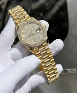 Rolex day-date diamond moissanite baguette gold wrapped 40mm