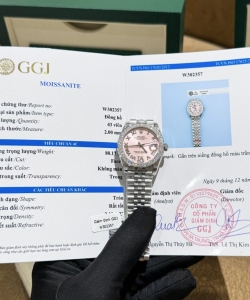 Rolex datejust moissanite diamond pink dial 31mm