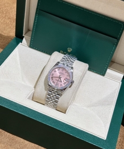 Rolex datejust moissanite diamond pink dial 31mm