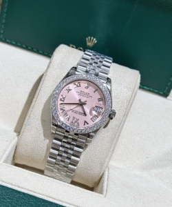 Rolex datejust moissanite diamond pink dial 31mm