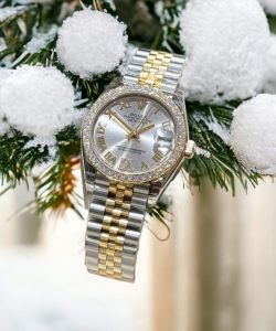 Rolex datejust with moissanite diamonds demi gold 31mm