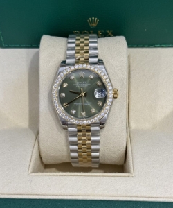 Rolex datejust moissanite diamond green dial 31mm