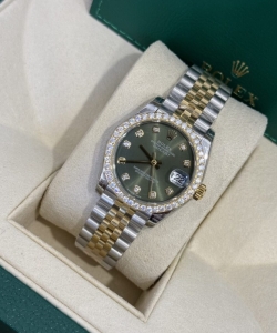 Rolex datejust moissanite diamond green dial 31mm