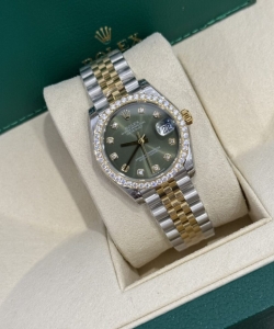 Rolex datejust moissanite diamond green dial 31mm