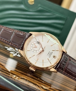 Rolex cellini 50525 rose gold brown strap 39mm