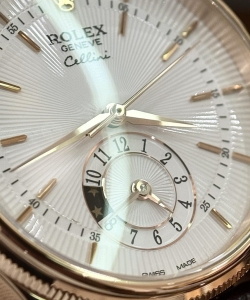 Rolex cellini 50525 rose gold brown strap 39mm