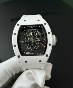 Richard Mille rm055 white ceramic rubber strap 45mm