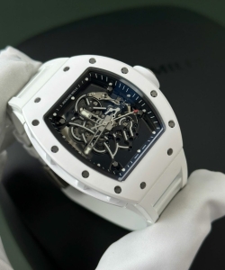 Richard Mille rm055 white ceramic rubber strap 45mm