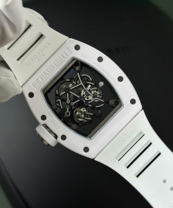 Richard Mille rm055 white ceramic rubber strap 45mm