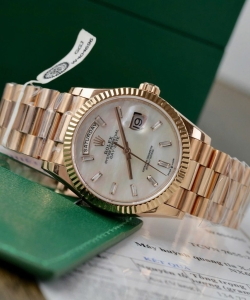 Rolex day-date dial mother of pearl custom gold wrapped 36mm