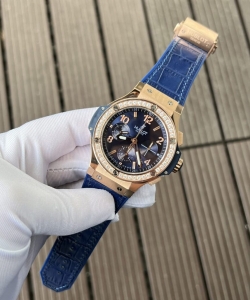 hublot big bang chronograph king gold blue with diamond bezel 44mm