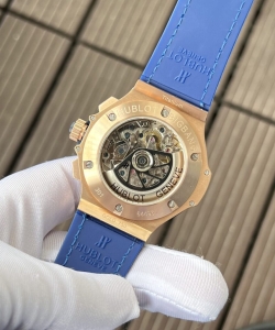 hublot big bang chronograph king gold blue with diamond bezel 44mm