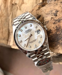 Rolex datejust natural mother of pearl dial moissanite markers 41mm