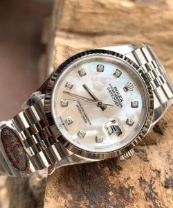 Rolex datejust natural mother of pearl dial moissanite markers 41mm