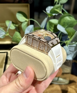 Richard Mille rm011 full diamond white rubber strap 44mm