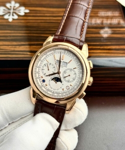 Patek Philippe grand complications 5270 clone watches white dial leather strap 41mm