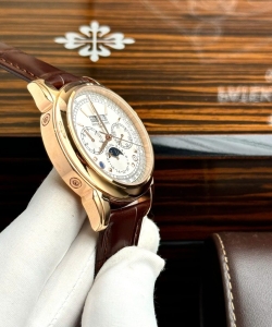 Patek Philippe grand complications 5270 clone watches white dial leather strap 41mm