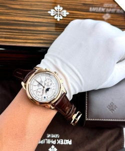 Patek Philippe grand complications 5270 clone watches white dial leather strap 41mm