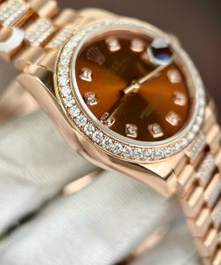 Rolex datejust gold wrapped moissanite with chocolate dial 31mm