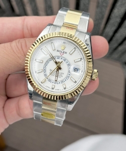 Rolex sky-dweller white dial demi oyster strap 41mm