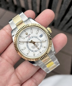 Rolex sky-dweller white dial demi oyster strap 41mm