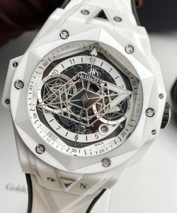 hublot big bang sang bleu ii white ceramic rubber strap 45mm