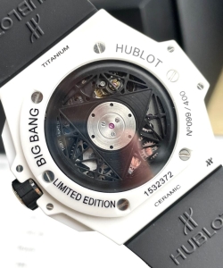 hublot big bang sang bleu ii white ceramic rubber strap 45mm