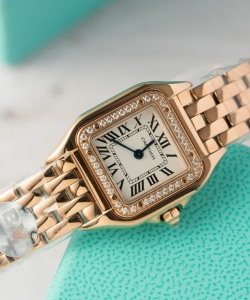 cartier panthere rose gold with diamond bezel 22mm