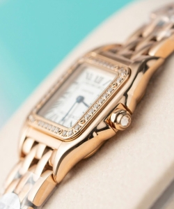 cartier panthere rose gold with diamond bezel 22mm