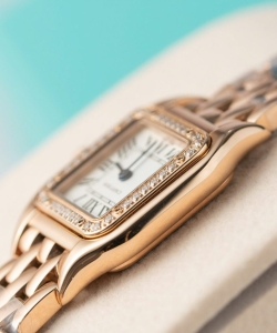 cartier panthere rose gold with diamond bezel 22mm