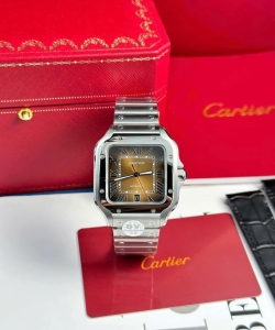 cartier santos wssa0064 brown dial 39.8mm