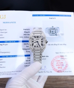 cartier santos custom with full diamond moissanite hong kong 35mm