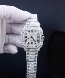 cartier santos custom with full diamond moissanite hong kong 35mm