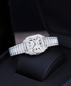 cartier santos custom with full diamond moissanite hong kong 35mm