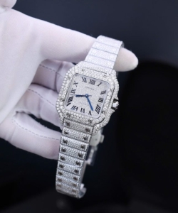 cartier santos custom with full diamond moissanite hong kong 35mm