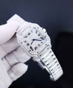 cartier santos custom with full diamond moissanite hong kong 35mm