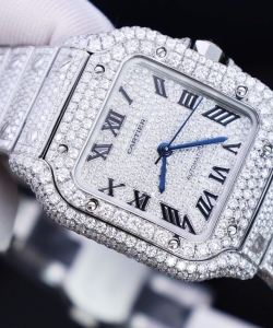 cartier santos custom with full diamond moissanite hong kong 35mm