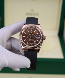 Rolex sky-dweller m336235 custom gold wrapped chocolate dial 42mm