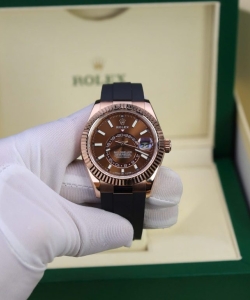 Rolex sky-dweller m336235 custom gold wrapped chocolate dial 42mm