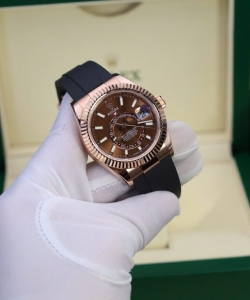 Rolex sky-dweller m336235 custom gold wrapped chocolate dial 42mm