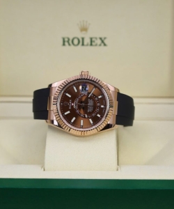 Rolex sky-dweller m336235 custom gold wrapped chocolate dial 42mm