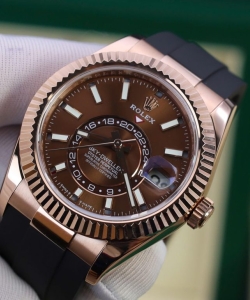 Rolex sky-dweller m336235 custom gold wrapped chocolate dial 42mm