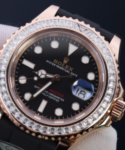 Rolex yacht-master custom gold wrapped with moissanite baguette diamond hong kong 40mm