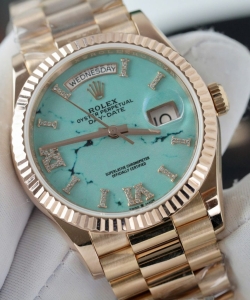 Rolex day-date 128238 dial turquoise gold wrapped 36mm