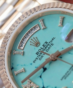 Rolex day-date 128238 dial turquoise gold wrapped 36mm