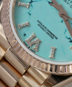 Rolex day-date 128238 dial turquoise gold wrapped 36mm